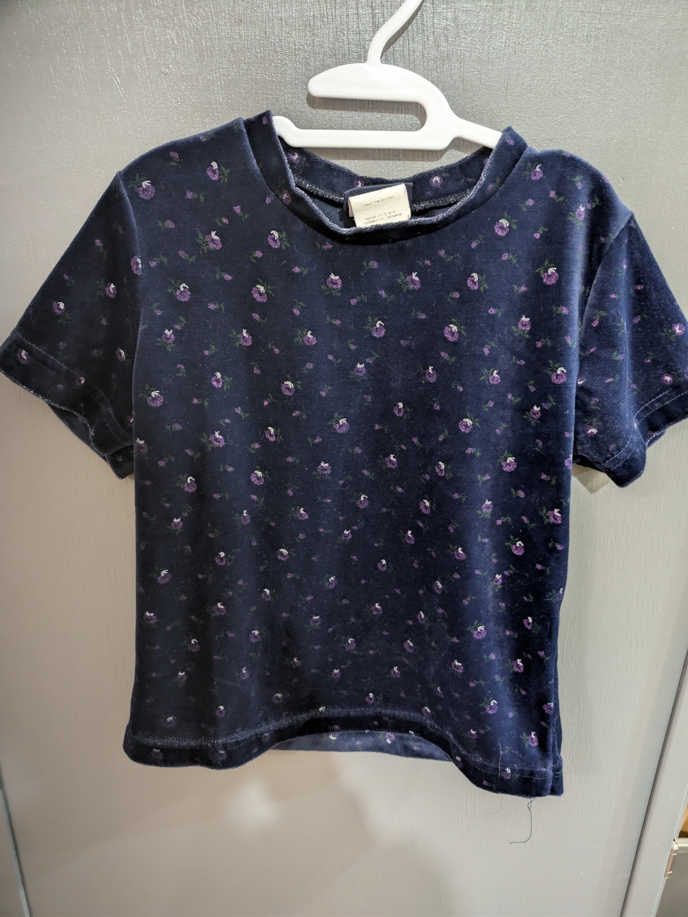 Vintage 90s Route 66 Floral Velour Baby Tee - Size 7/8 Made in USA
